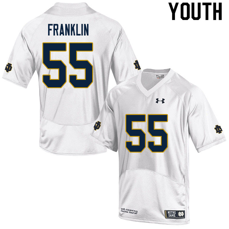 Youth #55 Ja'Mion Franklin Notre Dame Fighting Irish College Football Jerseys Sale-White - Click Image to Close